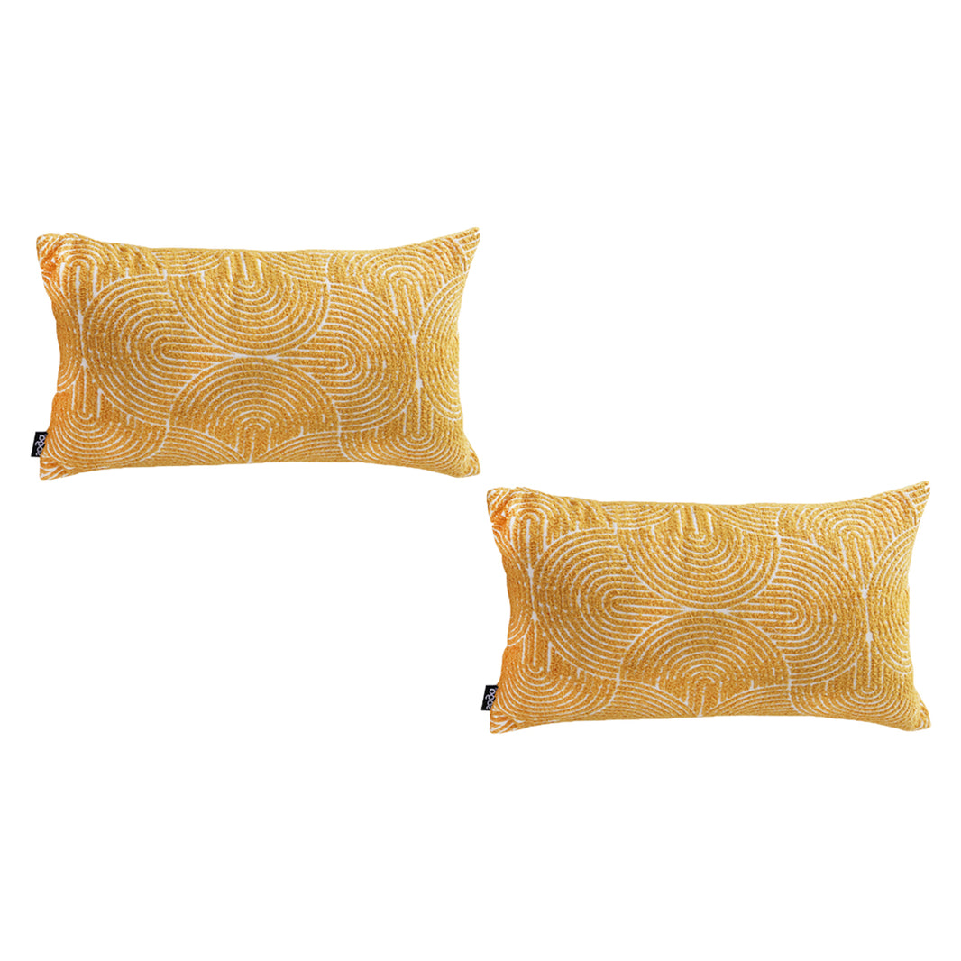 SOGA 2X 35cm Mustard Yellow Throw Pillow Geometric Indoor and Outdoor Corded for Home Decor