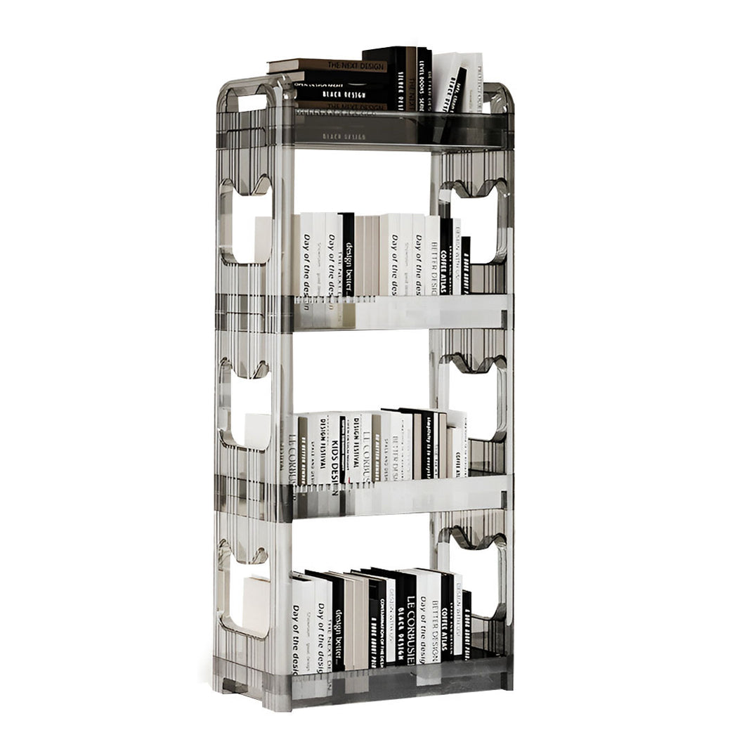 SOGA 38x24cm Clear 4 Tier Bookshelf & Cosmetic Storage Organizer Trolley Rack