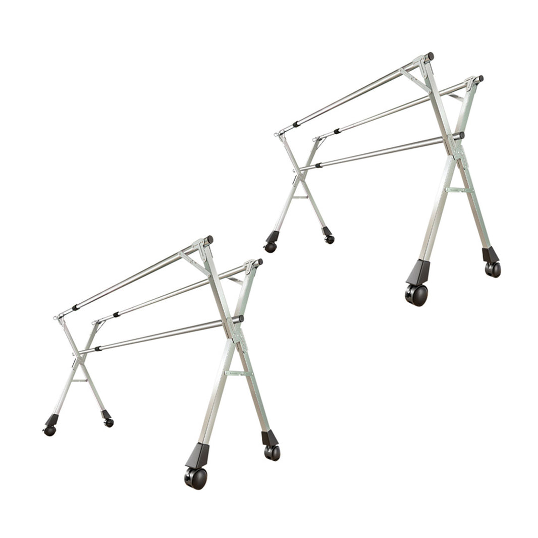SOGA 2X 160cm Portable Drying Rack Clothes Steel Laundry Rack Foldable Space-Saving Laundry Holder 3 Poles