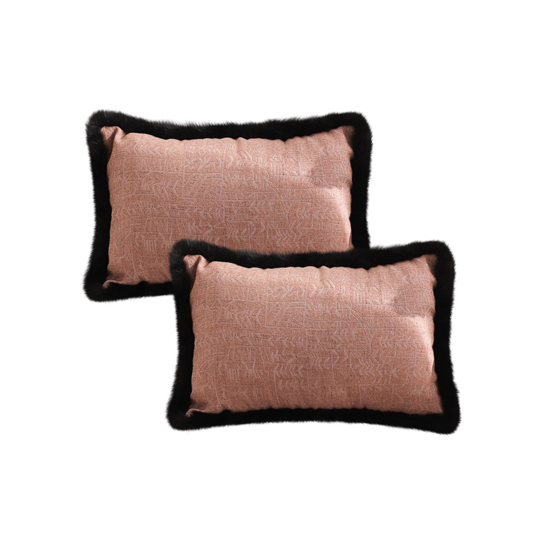 SOGA 2X 35cm Mid-century Style Raised Embroidery Texture Edged Lumbar Throw Pillow