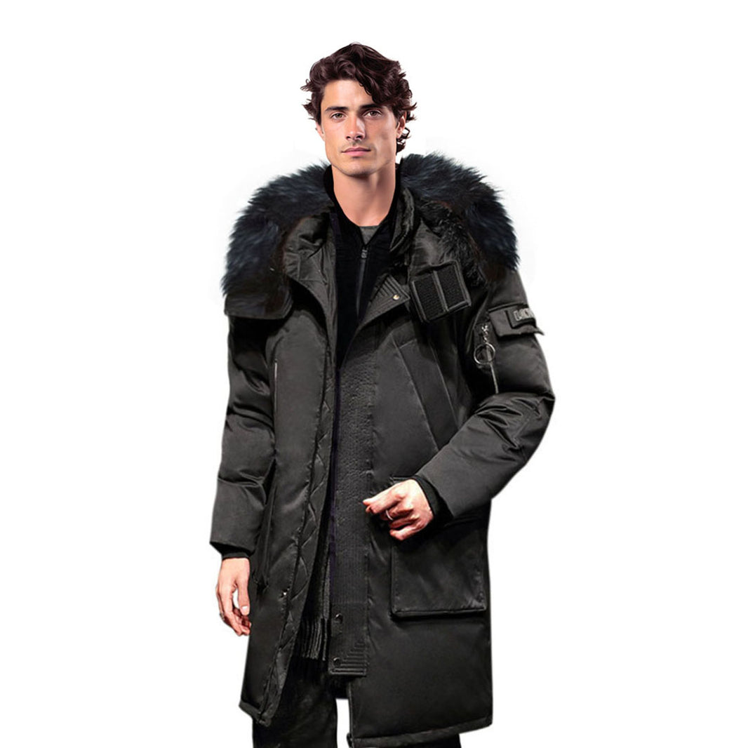 abbee Black XL Winter Fur Hooded Down Jacket Stylish Lightweight Quilted Warm Puffer Coat