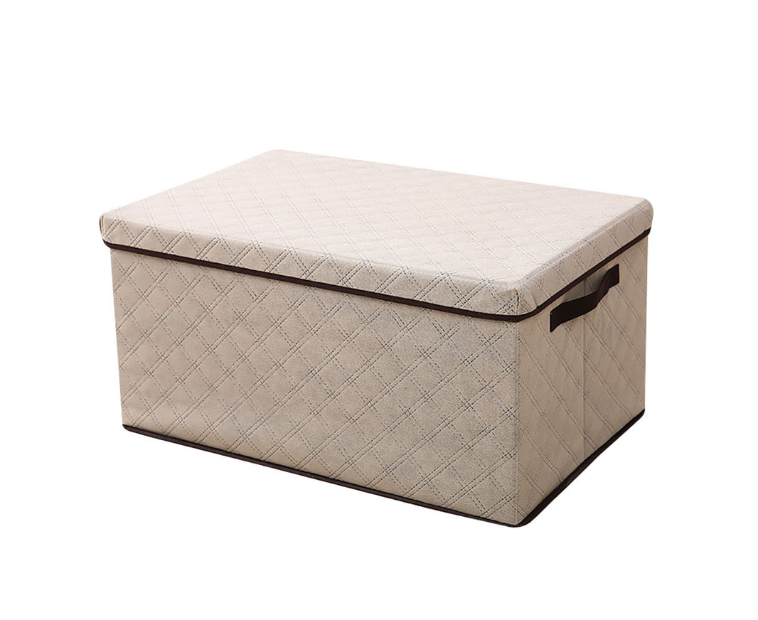 SOGA Small Beige Non-Woven Diamond Quilt Grid Fabric Storage/ Organizer Box