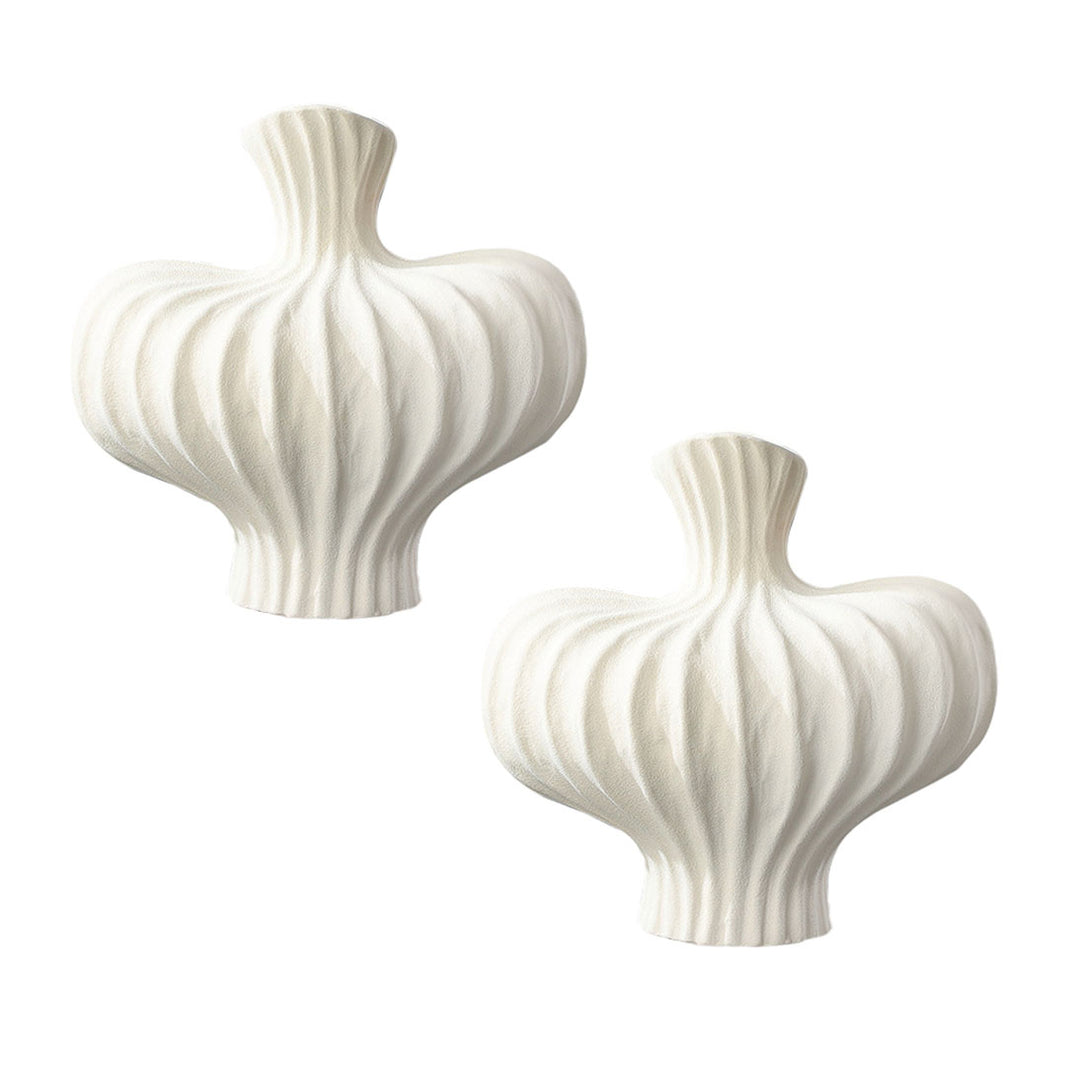SOGA 2X 25X24cm Small Matte White Ornament Vases Countertop Decoration Accessories Porch Crafts Home Decor