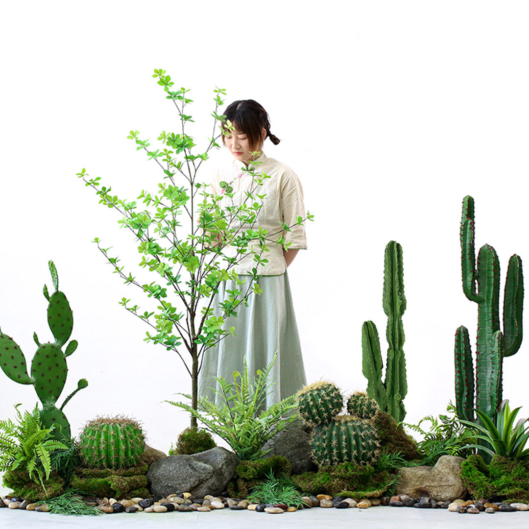 SOGA 95cm Green Artificial Indoor Cactus Tree Fake Plant Simulation Decorative 2 Heads