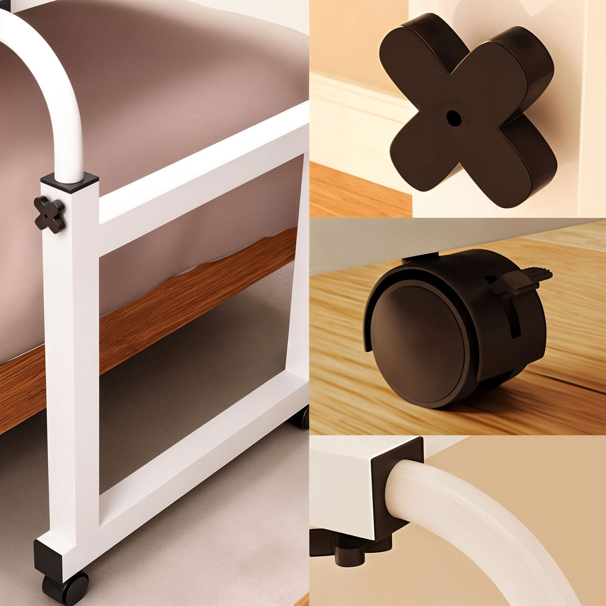 SOGA 120x45cm Wood Cross Bed Movable Desk Table w/ Adjustble Length & Height