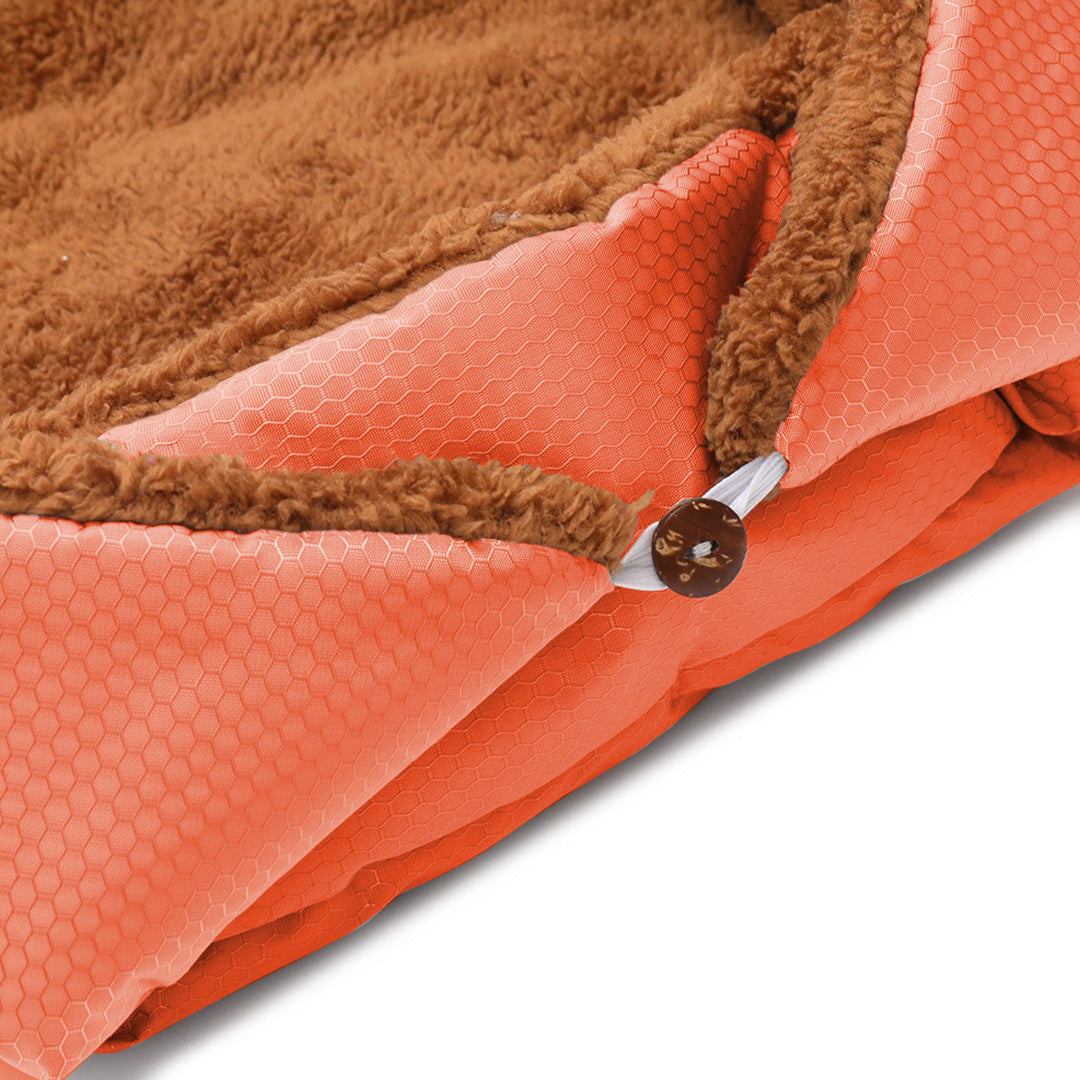 SOGA 2X Orange Dual-purpose Cushion Nest Cat Dog Bed Warm Plush Kennel Mat Pet Home Travel Essentials