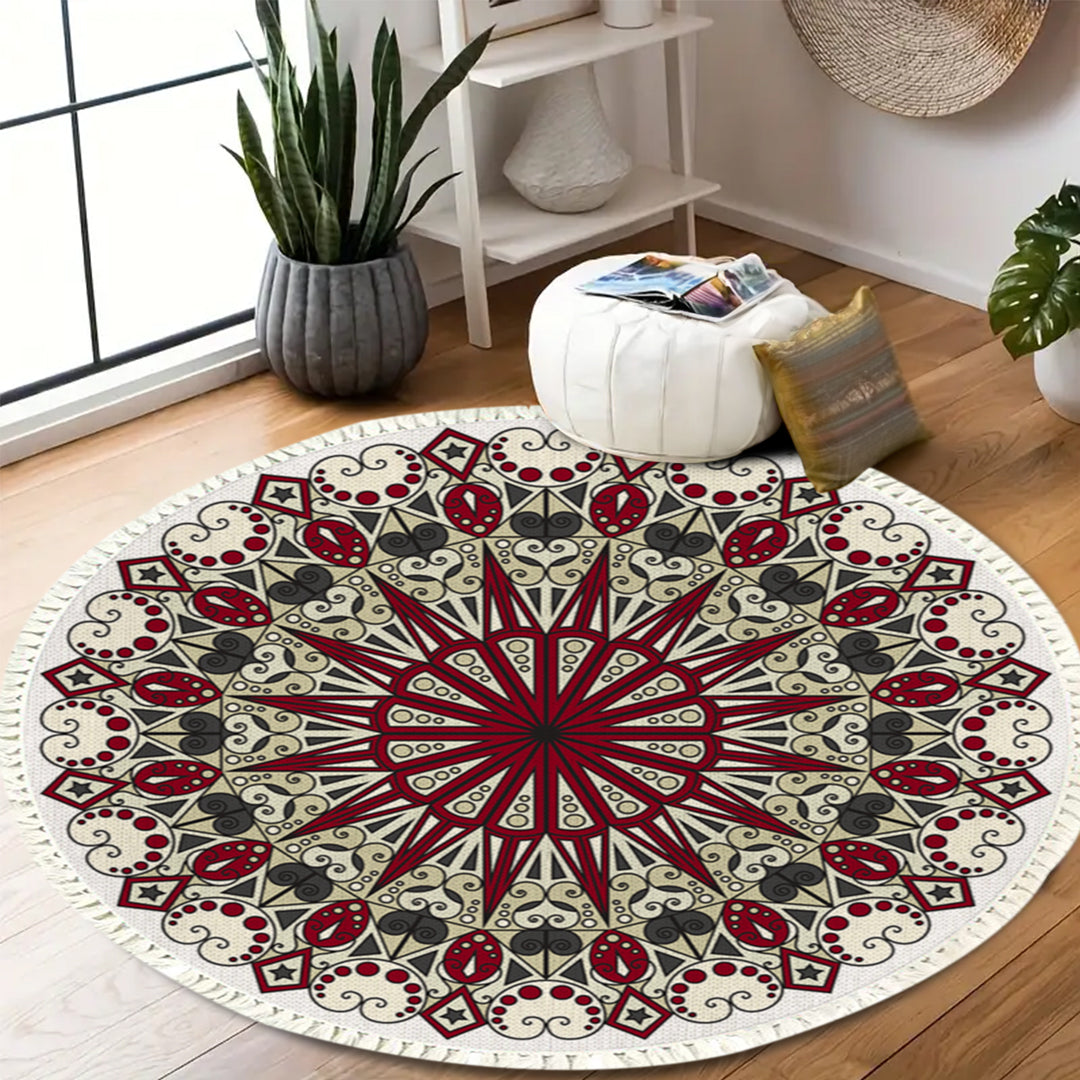 SOGA 2X 120cm Mandala Modern Ethnic Tassel Print Anti-slip Doormat, Home Decor