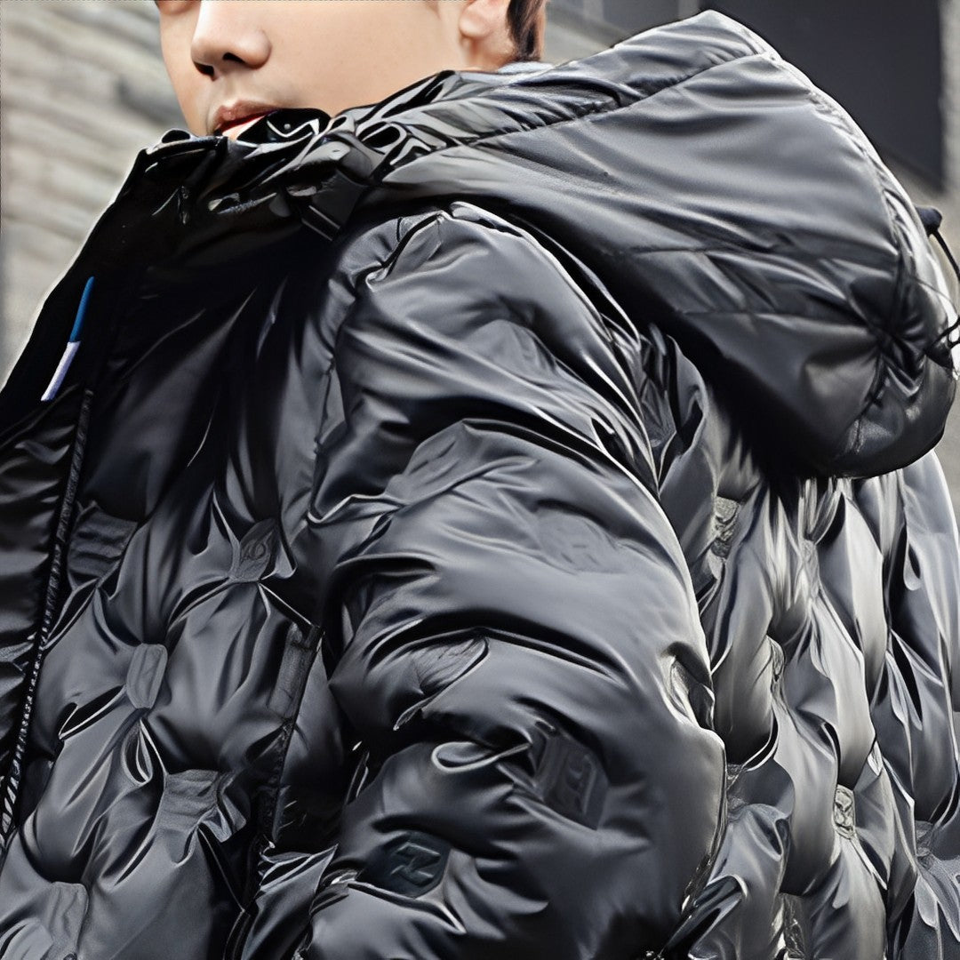 abbee Black 3XL Winter Hooded Glossy Overcoat Long Jacket Stylish Lightweight Quilted Warm Puffer Coat
