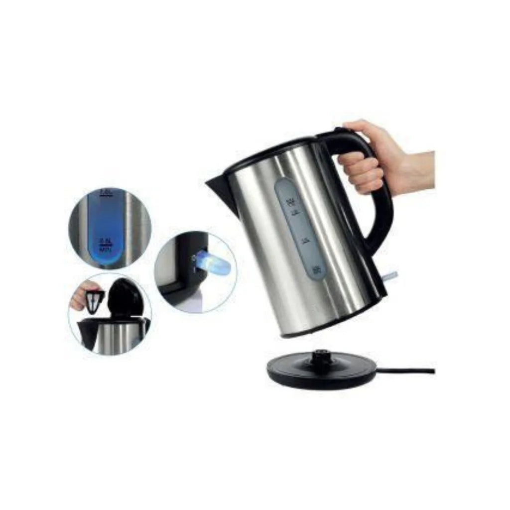 1.0L Brushed Silver Stainless Steel Kettle - Appliances >