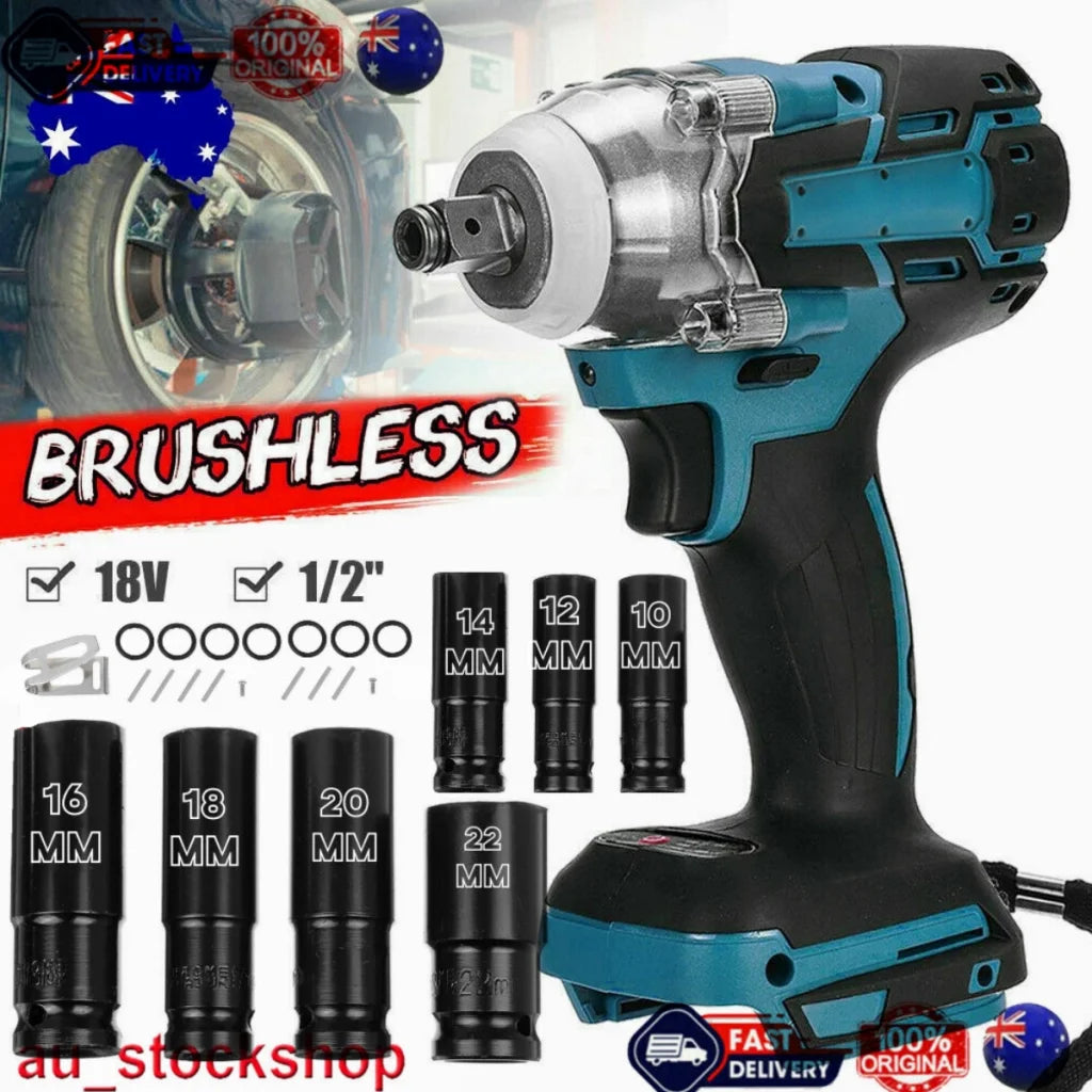 1/2" Cordless Impact Wrench Brushless Rattle Gun for Makita 18V Battery