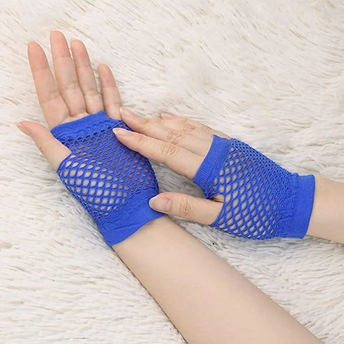 1 Pair Fishnet Gloves Fingerless Wrist Length 70s 80s