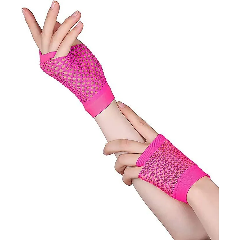 1 Pair Fishnet Gloves Fingerless Wrist Length 70s 80s