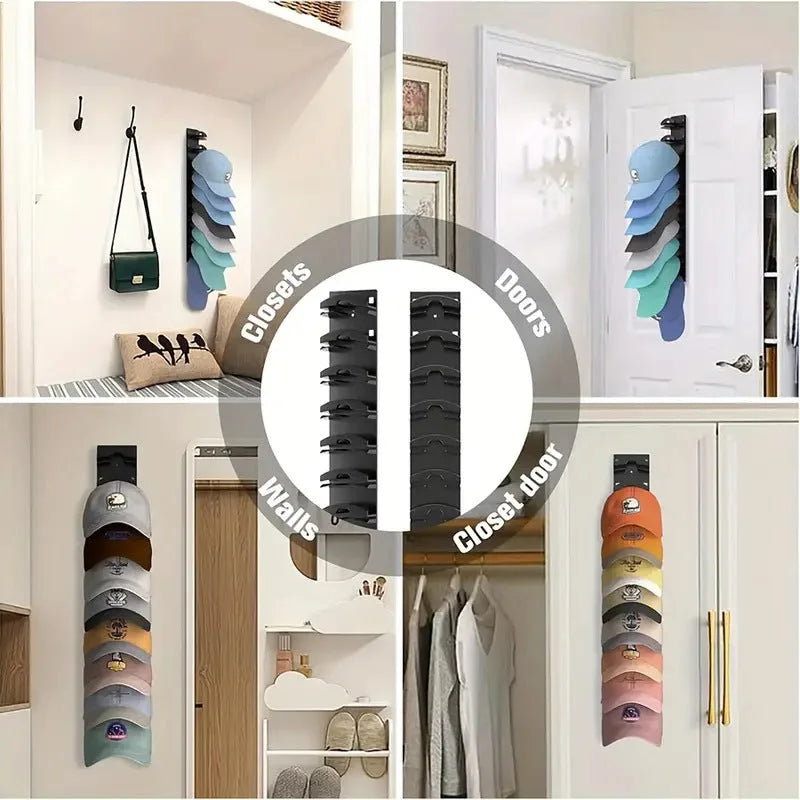 1 Pcs Black Adjustable Hat Organizer Rack for Baseball Caps