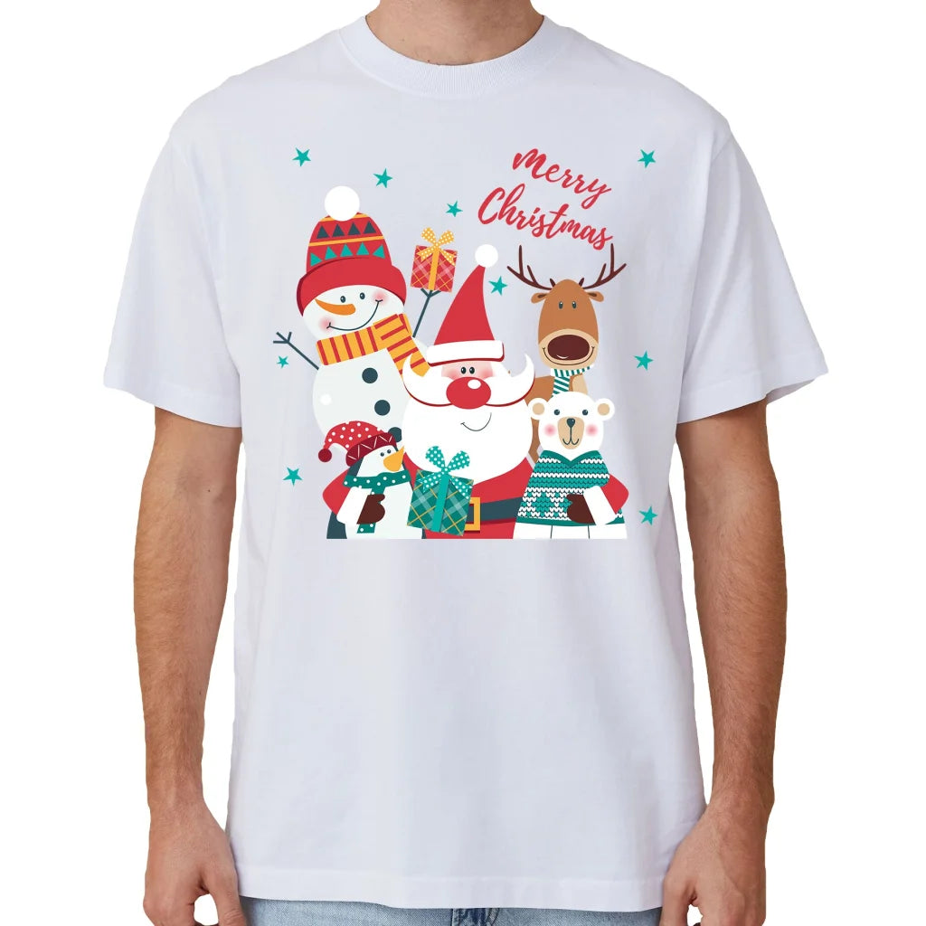 100% Cotton Christmas T-shirt Adult Unisex Tee Tops Funny