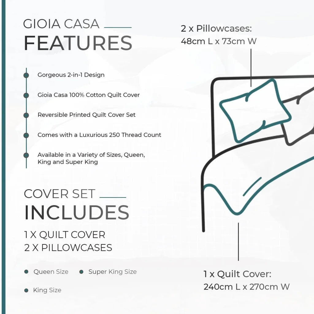 100% Cotton Hugo Reversible Printed Quilt Cover Set - Super