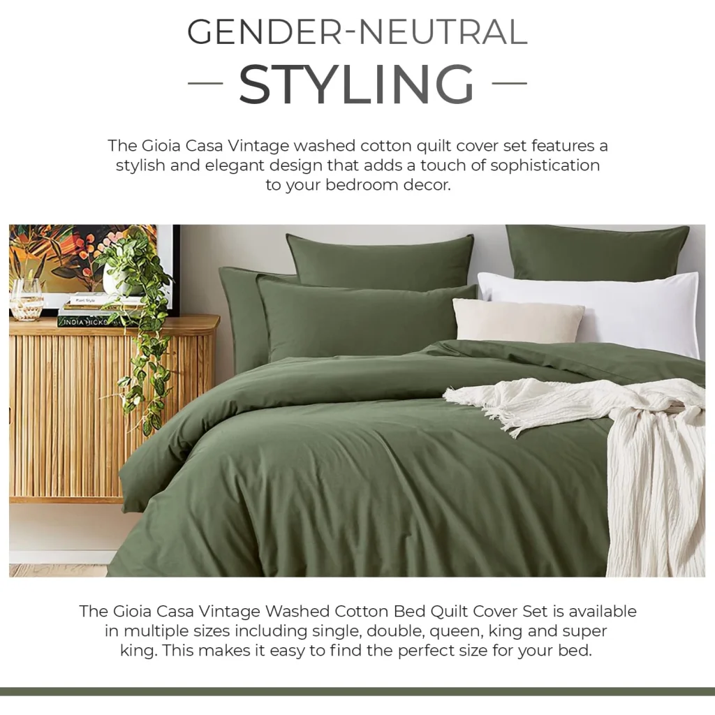 100% Cotton Vintage Washed Bed Quilt Cover Set 3PCS - Dark