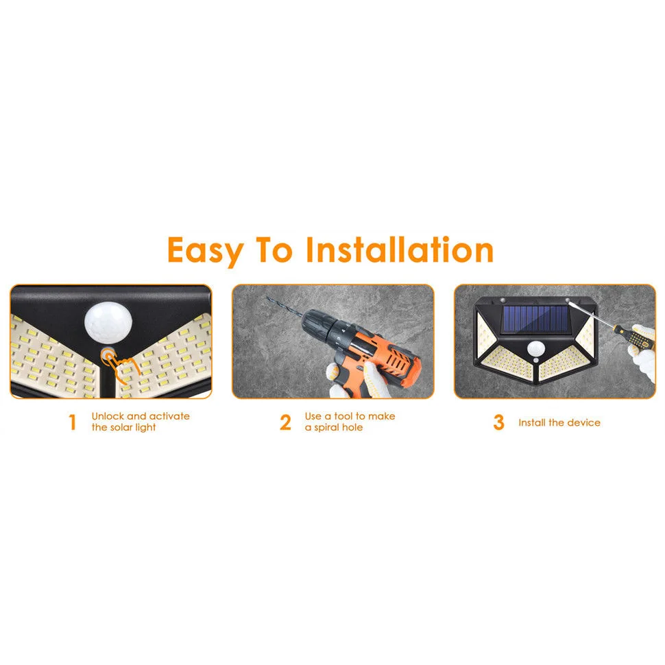 100 Waterproof LED Motion Sensor Solar Security Lights