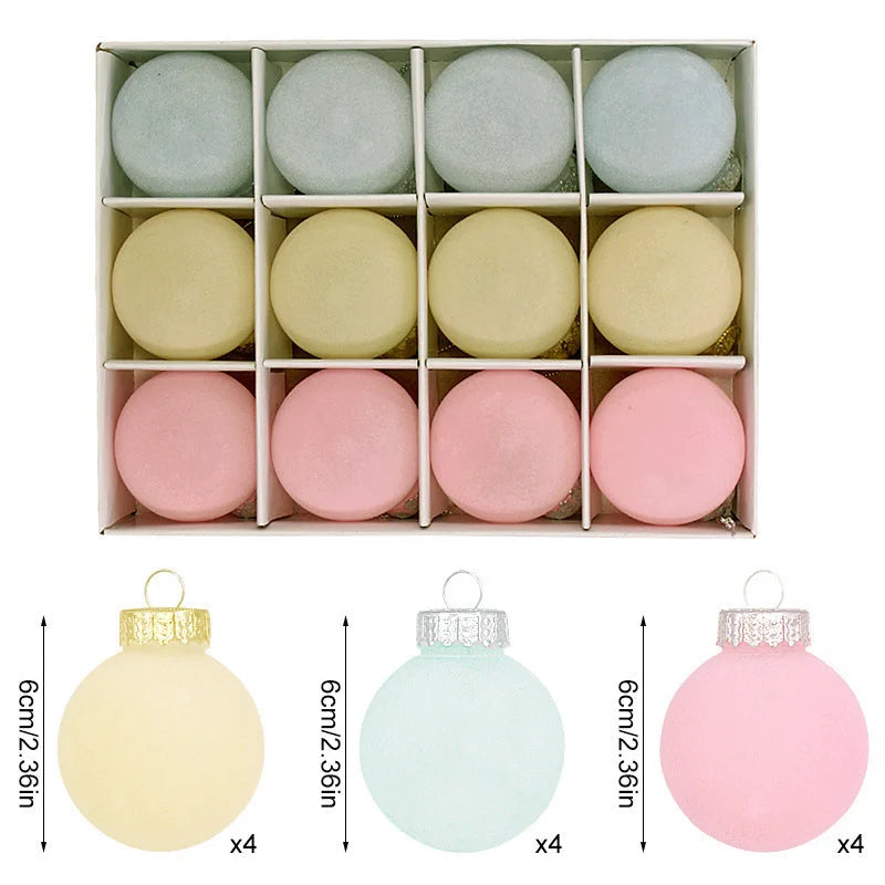 12-Piece Velvet Christmas Ornament Set - Classic Blue Pink
