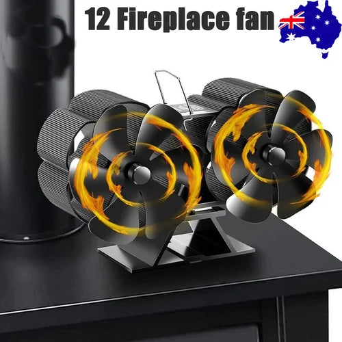 12Blade Fan Heat Self Powered Wood Stove Top