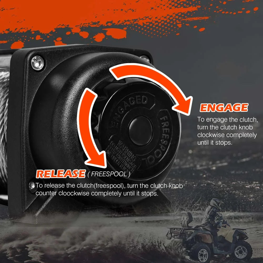 12V Winch 4500LB Boat Trailer Steel Cable with 5.5M X 13M