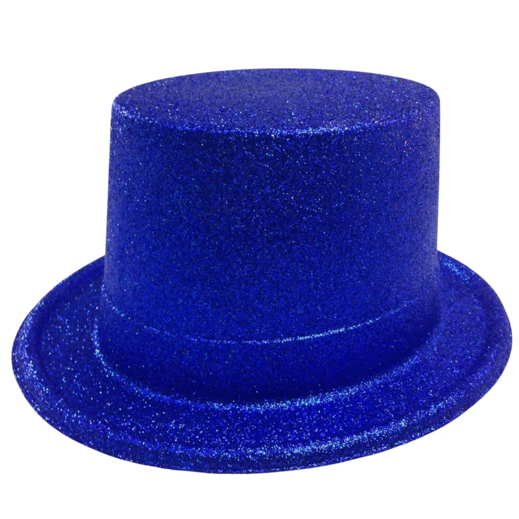 12x GLITTER TOP HAT Fancy Party Plastic Costume Tall Cap