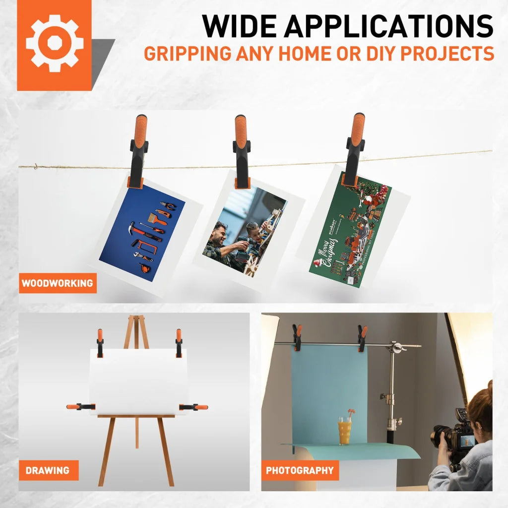 16Pcs 3’’ Spring Clamps Plastic Clamps Gluing Clamping