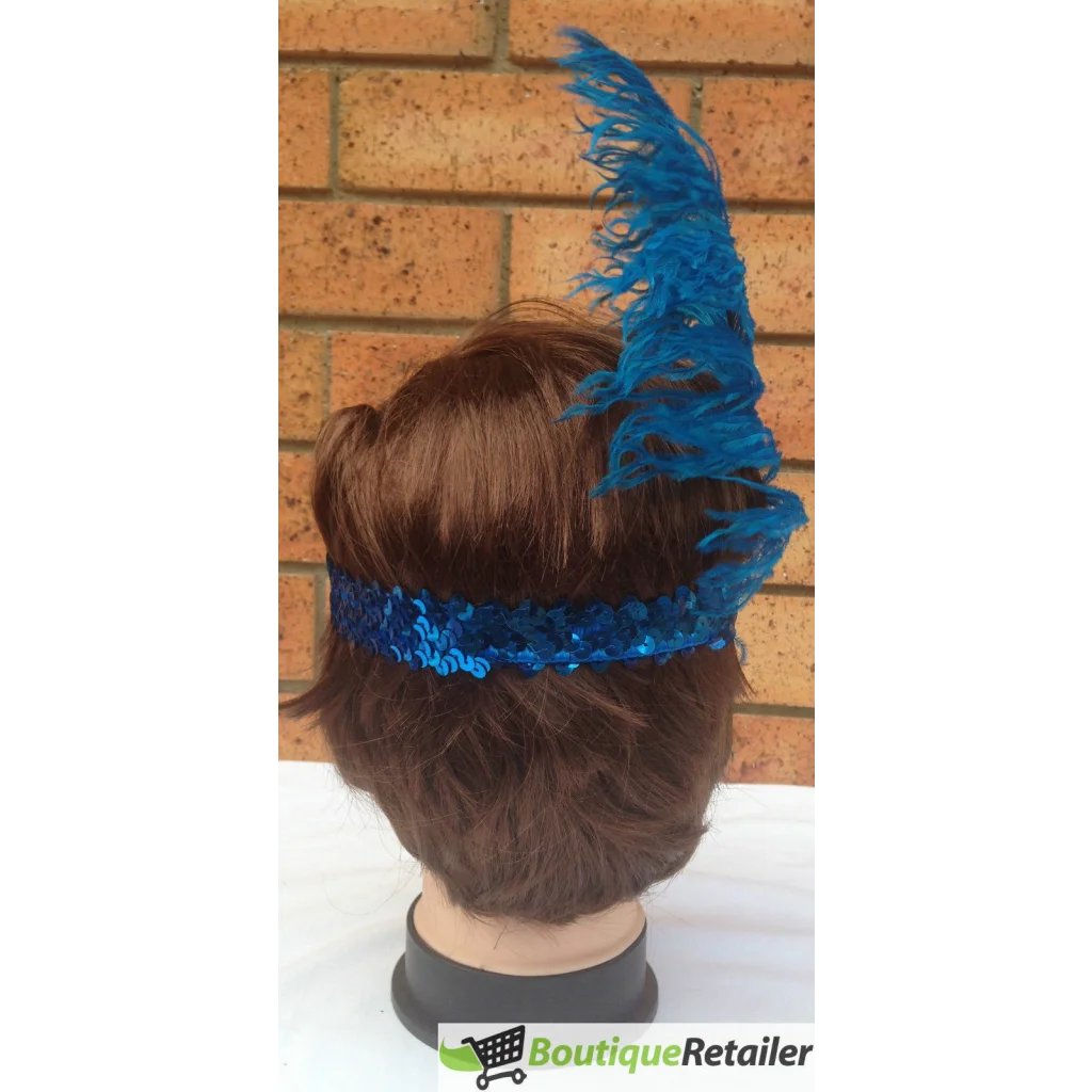 1920s FLAPPER HEADBAND Headpiece Feather Sequin Charleston