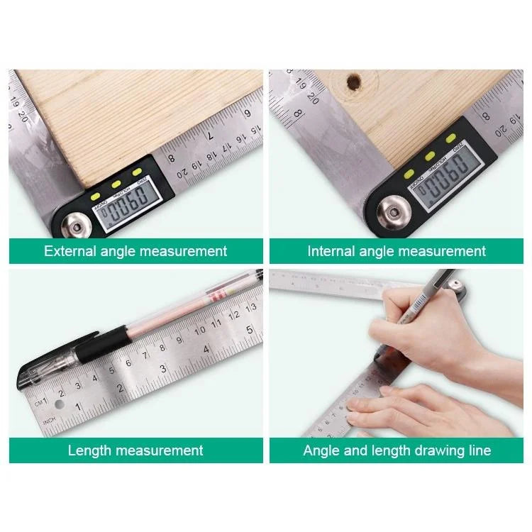 2-in-1 Digital Angle Finder Protractor - 300mm Goniometer