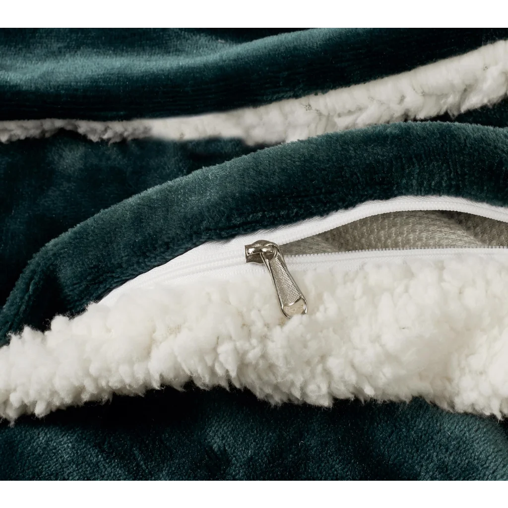 2-in-1 Teddy Sherpa Quilt Cover Set (Emerald Green Super