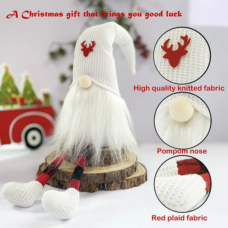 2-Pack Christmas Gnome Decorations - Red & White Long Leg