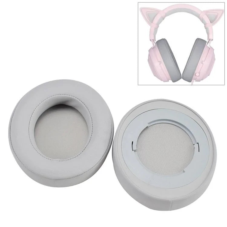 2-Pack Replacement Earpads For Razer Kraken 7.1 V2 Pro Headphones - Grey Sponge Net Cover-1922443446656831488