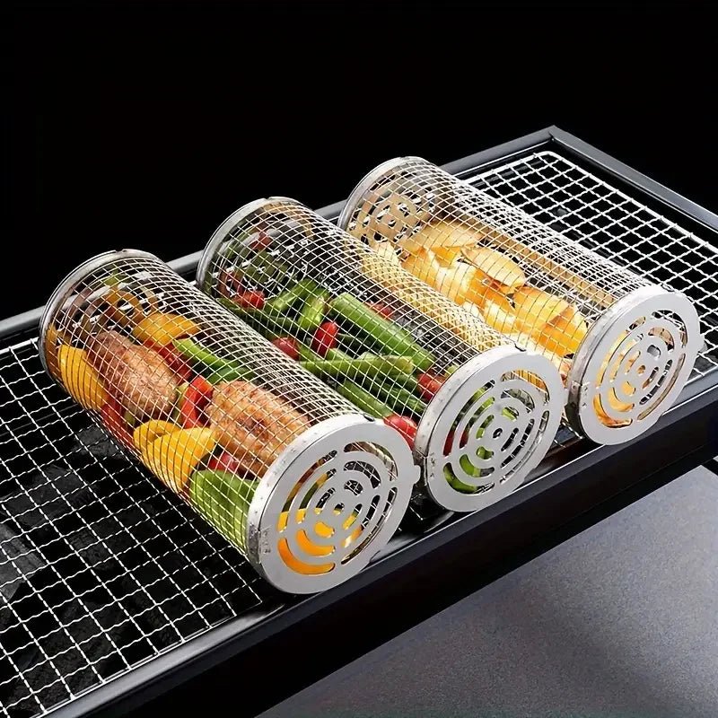 2-Pack Stainless Steel Rotating Grill Baskets