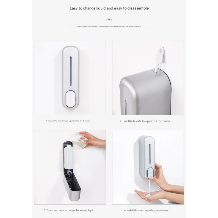 2 Pcs Black Modern Wall-Mounted Press Soap Dispenser