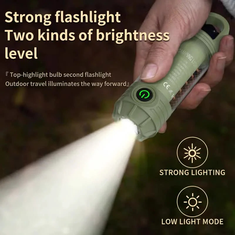 2 PCS Green Portable Outdoor Camping Light with 6 Modes &