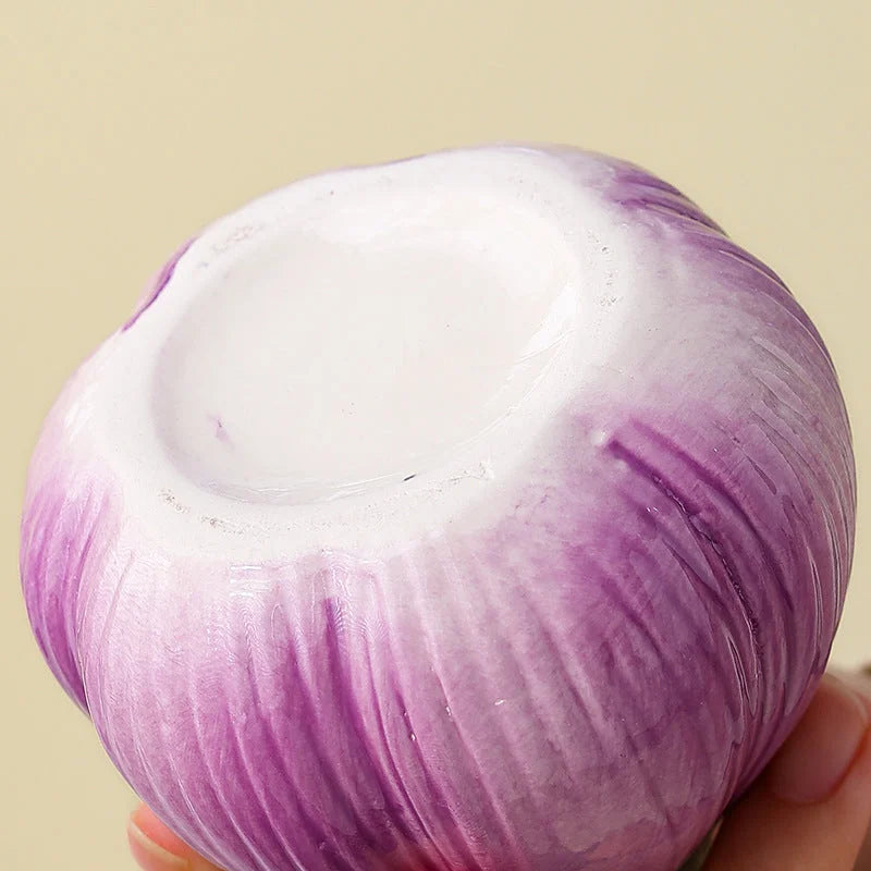 2 Pcs Purple Creative Onion-Shaped Ceramic Vase