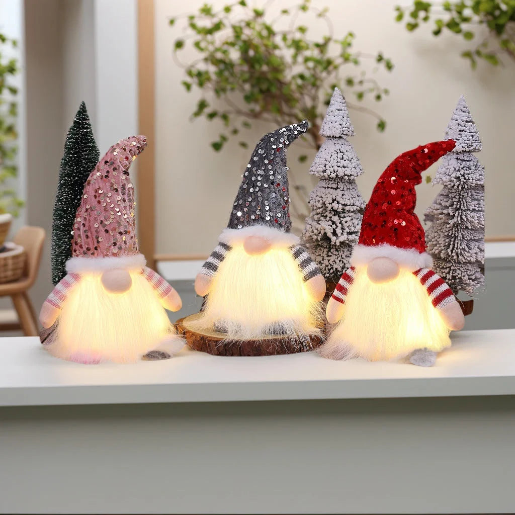 2 Pcs Red Charming Light-Up Christmas Gnome - Festive