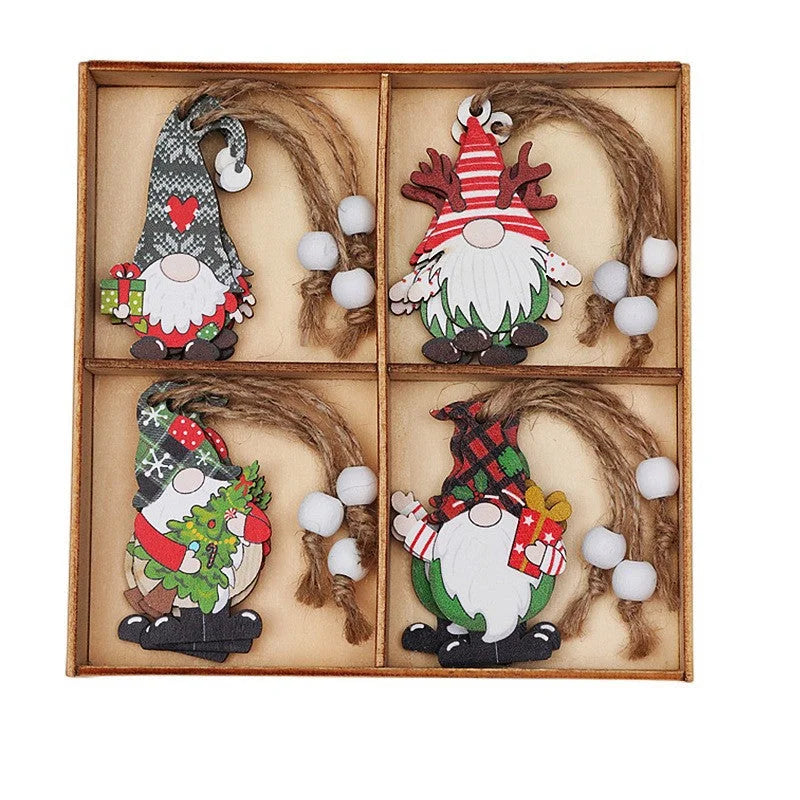 (2 set)Christmas Gnome Ornaments Set - Festive Wooden