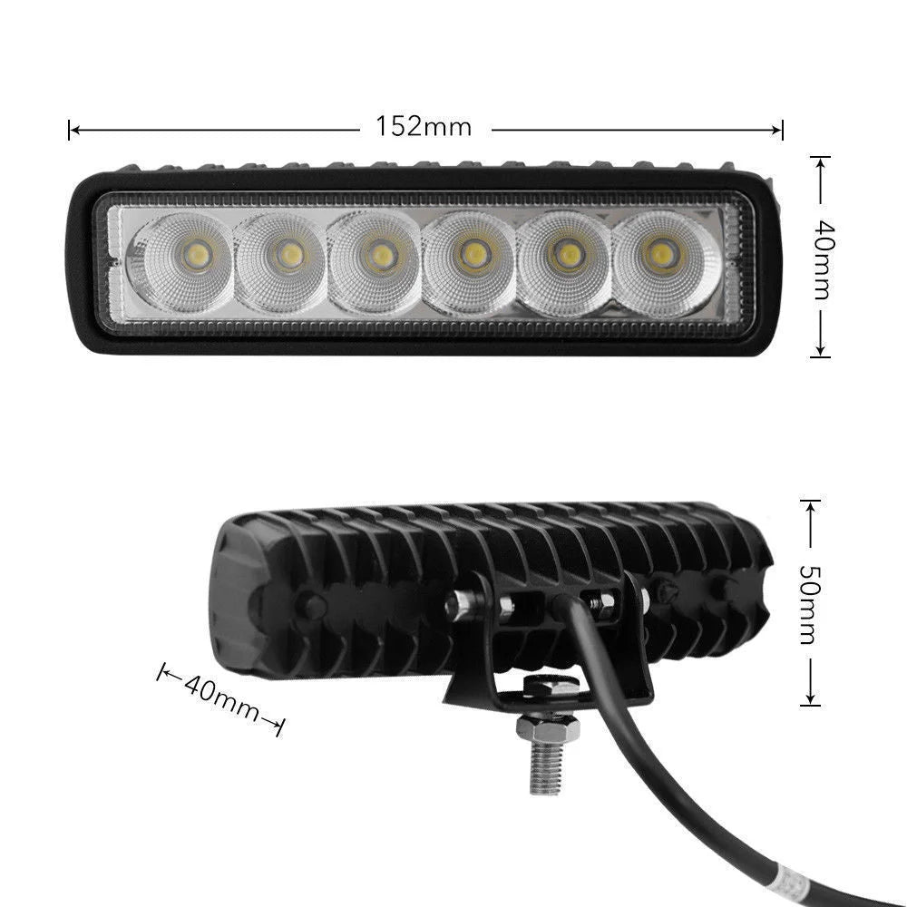 2 x 6inch 18W LED Work Light Bar Driving Lamp Flood Truck