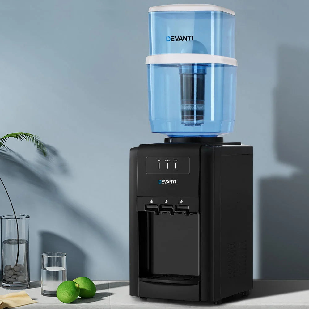 22L Devanti Water Cooler Dispenser Bench Top 3 Taps Chiller