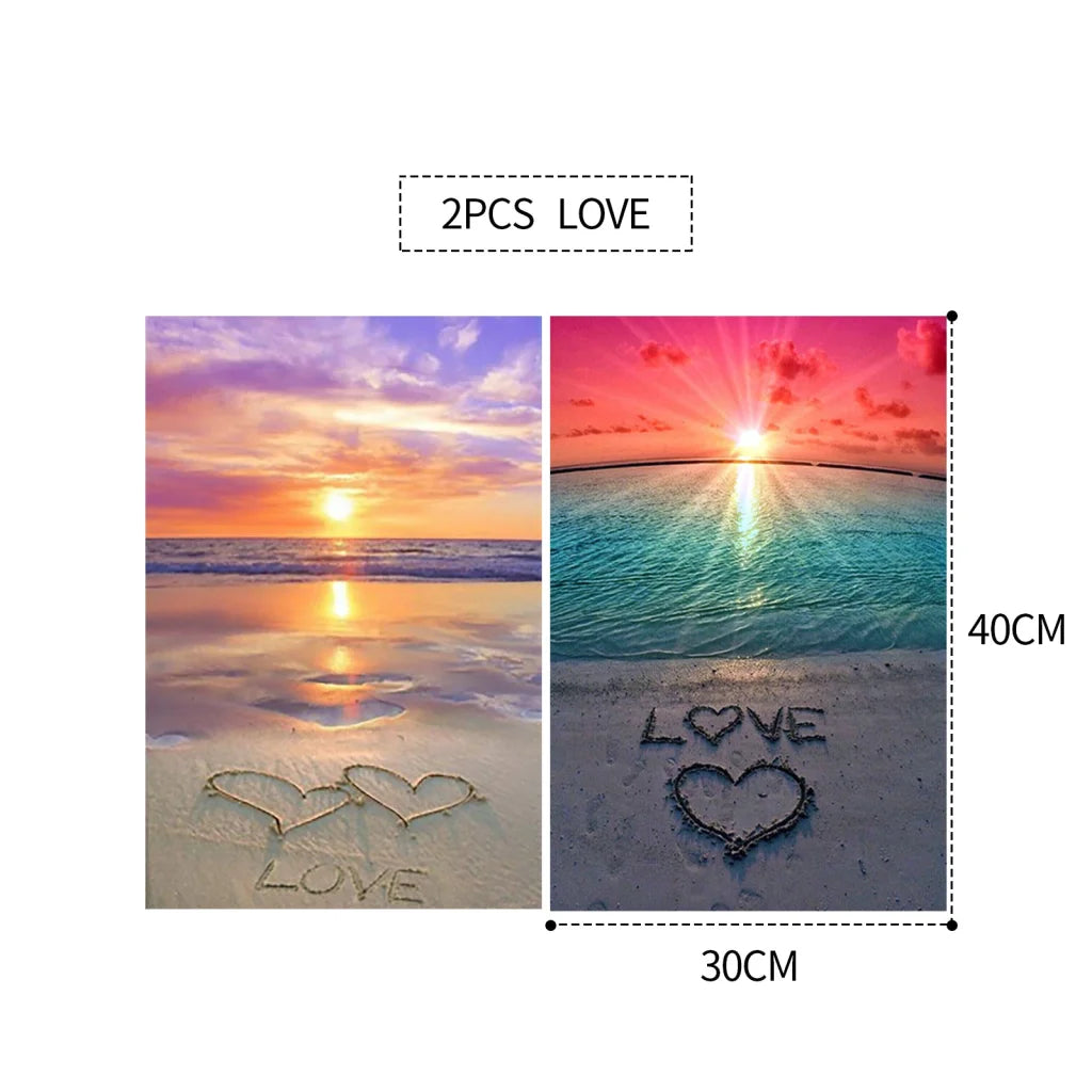 2PCS 5D Diamond Painting Kits Diamond Glue Art Kit Paint