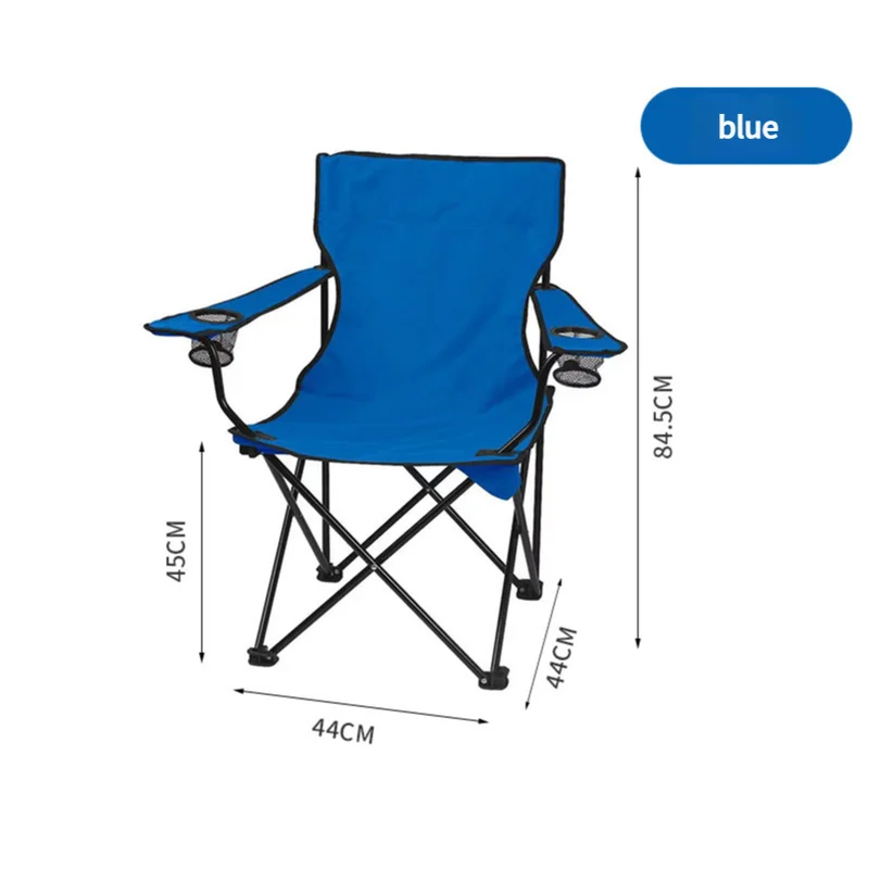 2pcs Blue Portable Folding Camping Chair with Armrests