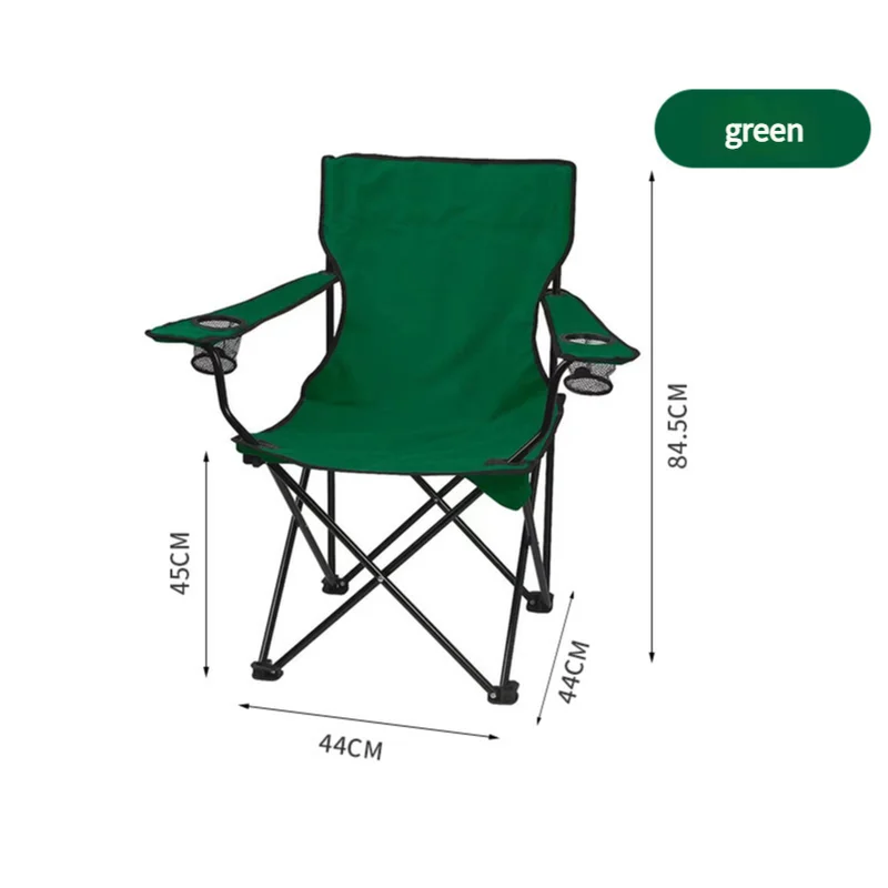 2pcs Green Portable Folding Camping Chair with Armrests