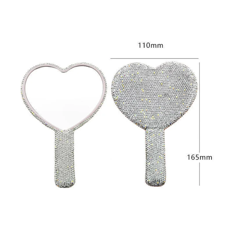2PCS White Glamorous Diamond-Encrusted Heart Handheld