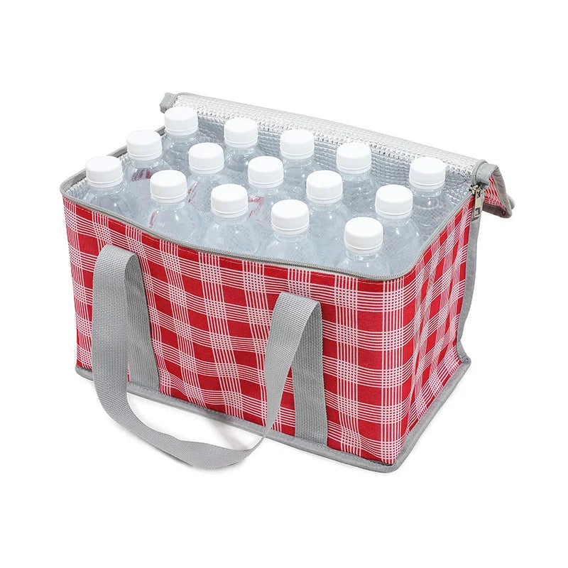 2PCS Yellow Insulated Picnic Lunch Bag with Checkered