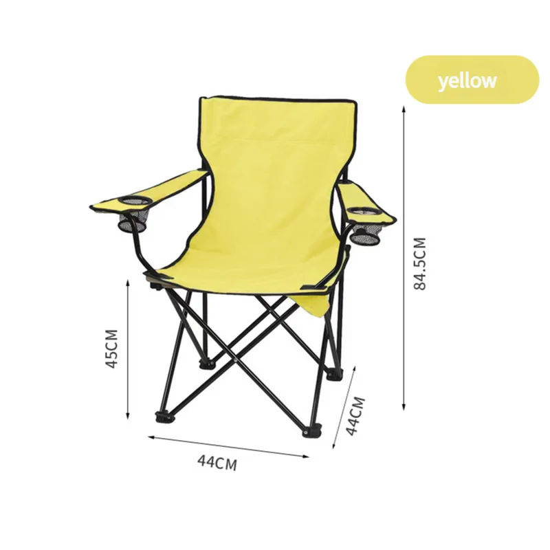 2pcs Yellow Portable Folding Camping Chair with Armrests