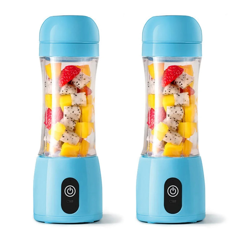 2X 380ml Portable Mini USB Rechargeable Handheld Fruit Mixer Juicer Blue - Premium