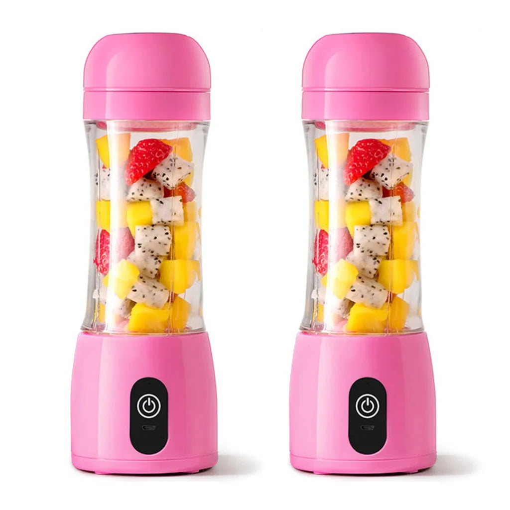2X 380ml Portable Mini USB Rechargeable Handheld Fruit Mixer Juicer Pink - Premium
