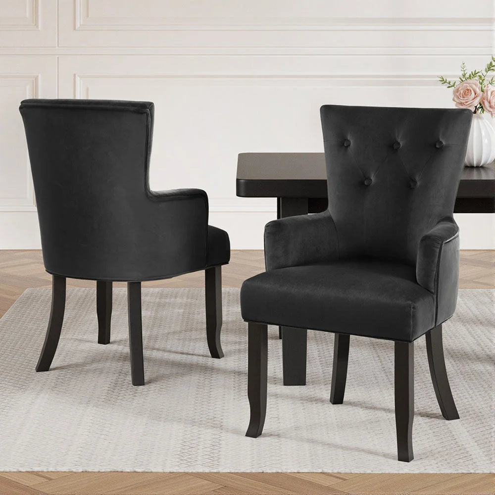 2x Artiss Dining Chairs Velvet French Provincial Armchair