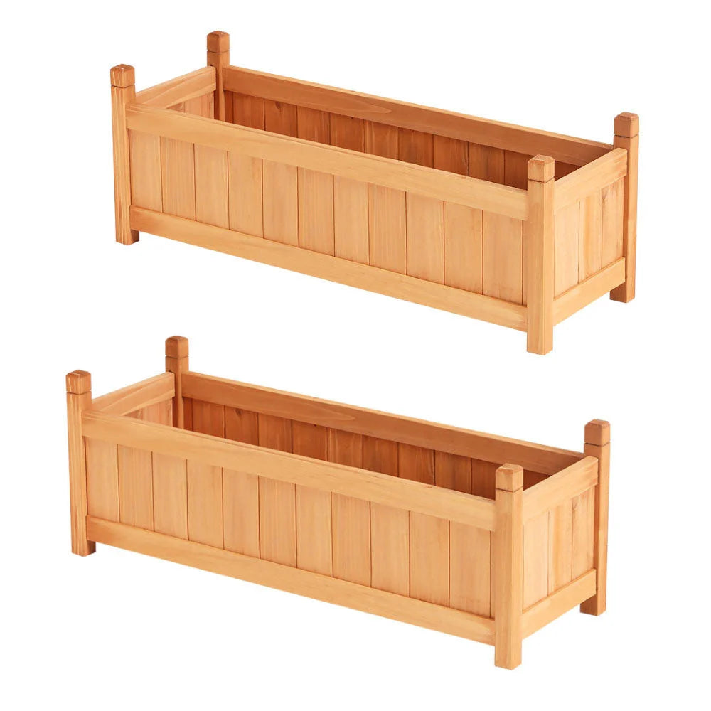 2x Green Fingers Raised Garden Bed 90x30x33cm Wooden