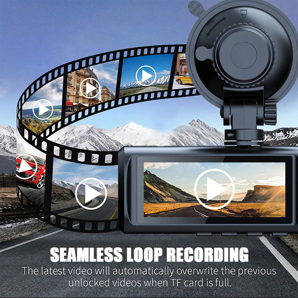 3 Channel 4K + 1K + 1K Dash Cam WiFi Car DVR Interior Cabin